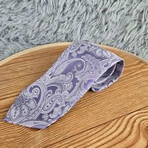 Alexander Julian Colours Necktie Mens OS Purple Paisley Silver Woven Silk-Look